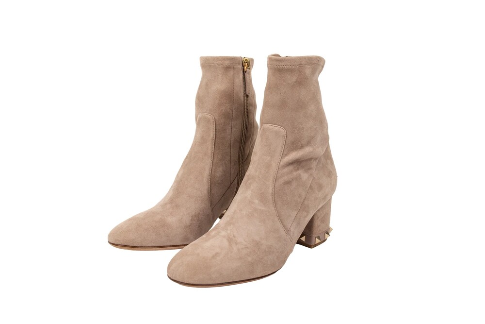 Valentino Nude Beige Suede Booties Size 8 - Picture 2 of 9